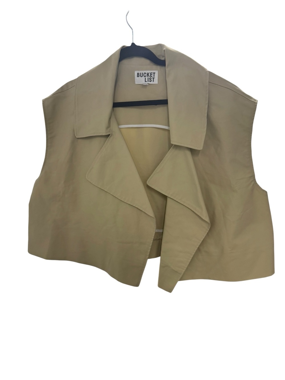 BUCKETLIST Beige Sleeveless Cropped Trench Vest
